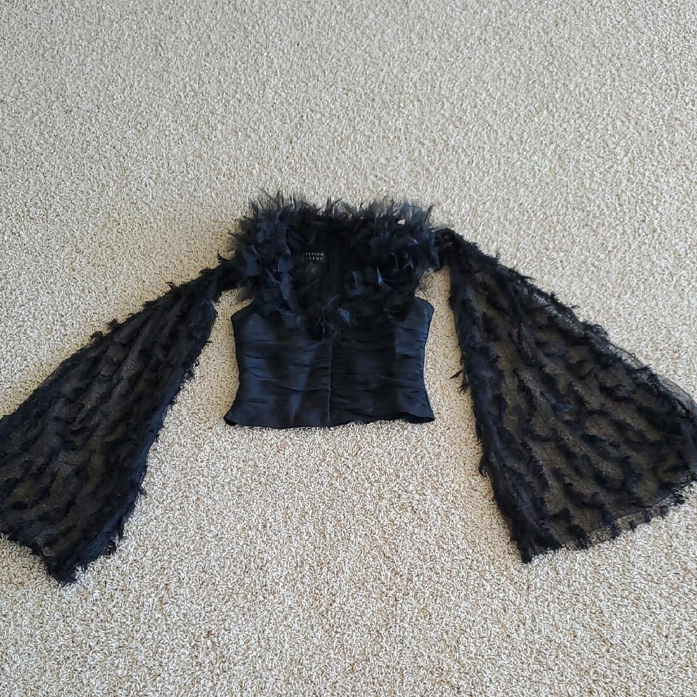 Spenser Jeremy Black Sheer Top with Bell Sleeves